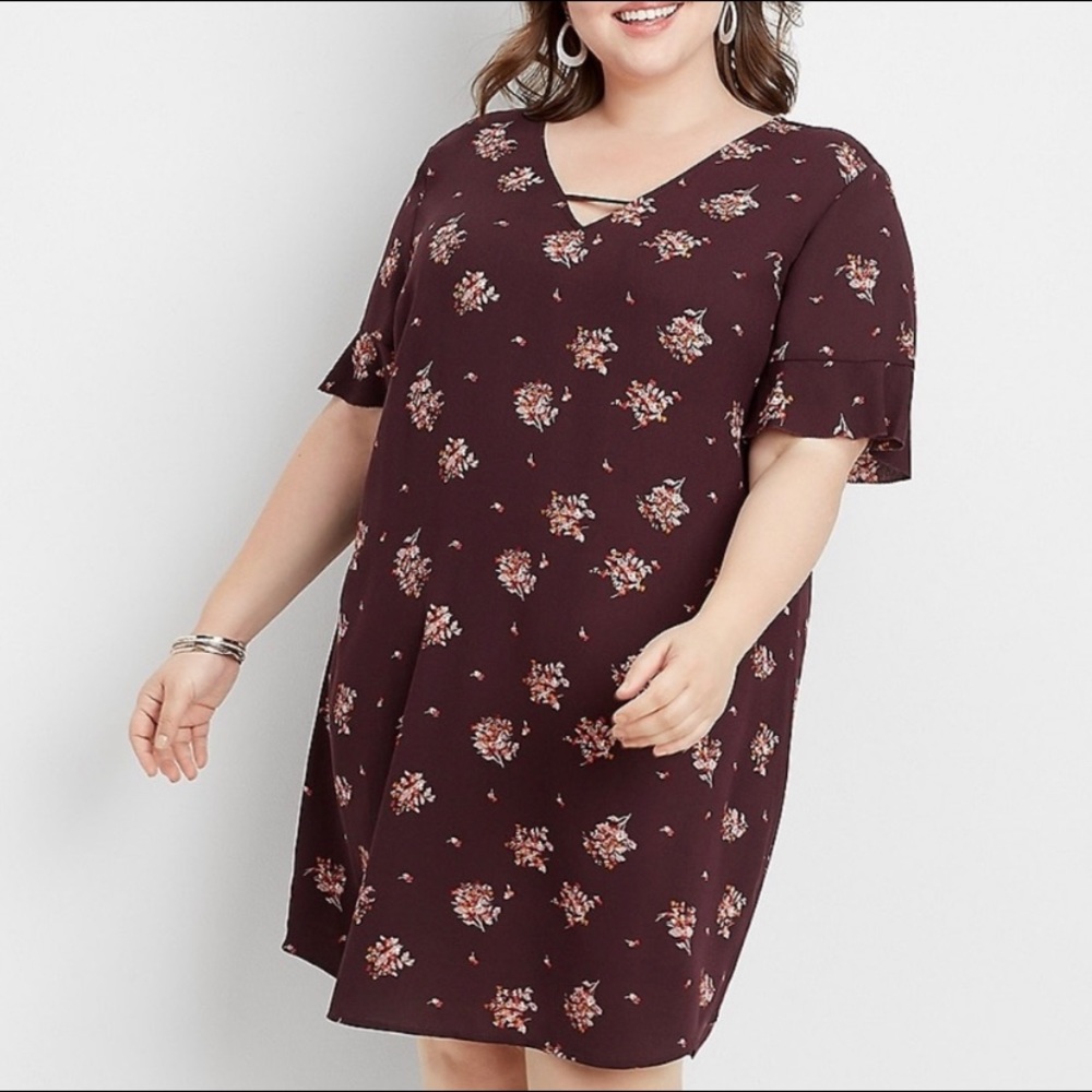 NWT Maurice’s Maroon floral dress, size 2